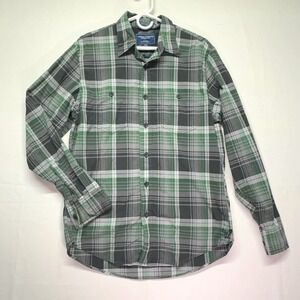 American Eagle Green Plaid Vintage Fit Button Down Long Sleeve Shirt Men's M